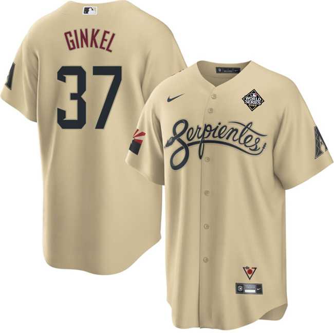 Mens Arizona Diamondbacks #37 Kevin Ginkel Gold 2023 World Series City Connect Cool Base Stitched Jersey Dzhi
